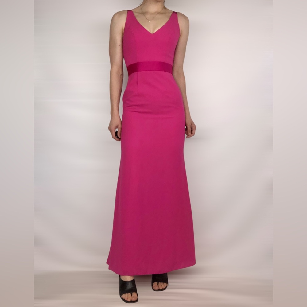 Vera Wang White Label Crepe Satin Cutout Column Maxi Dress Pink Size 0